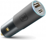 Auto laadija 3MK Hyper Car, USB 2.0/USB-C, hall v., 100 W