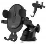 Auto telefonihoidik XO C60, 110 mm x 145 - 195 mm, 0.153 kg, 4 - 6 ", must v.