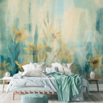Fototapeet Artgeist A Touch Of Summer - Floral Motif With A Meadow Of Flowers In Blue Tones, 175 cm x 250 cm