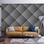 Fototapeet Artgeist Grey Symmetry - Geometric Pattern In Concrete Pattern With Black Joints, 140 cm x 140 cm
