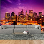 Fototapeet Artgeist Manhattan And Brooklyn Bridge By Night FTNT1106SAM, 270 cm x 343 cm