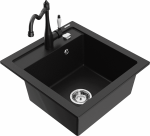 K&ouml;&ouml;givalamu koos kraaniga Mexen Vito, graniit, 49 cm x 52 cm x 21 cm, must