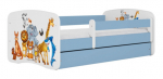Lastevoodi Kocot Kids Animals, sinine v./valge v., 80 x 180 cm, voodipesu kastiga, madratsiga