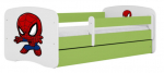 Lastevoodi Kocot Kids Spiderman, valge v./roheline v., 70 x 140 cm, voodipesu kastiga, madratsiga
