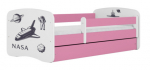 Lastevoodi Kocot Kids NASA, valge v./roosa v., 70 x 140 cm, voodipesu kastiga, ilma madratsita