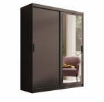 Riidekapp ADRK Hailey, must v., 160 cm x 60 cm x 205 cm, peegliga