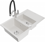 K&ouml;&ouml;givalamu koos kraaniga Mexen Gaspar White+Black/Chrome, graniit, 73 cm x 47 cm x 17.7 cm, white+black/chrome