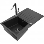 K&ouml;&ouml;givalamu koos kraaniga Mexen Cesar, graniit, 77.5 cm x 47 cm x 19 cm, metallic black/silver+black/chrome v.