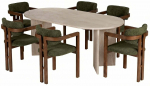 S&ouml;&ouml;gitoa komplekt Kalune Design Meridia 6, roheline v./p&auml;hklipuu v./travertine v.