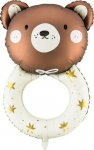 Fooliumist &otilde;hupall erikujuga PartyDeco Teddy rattle, pruun v./kuldne v./valge v.