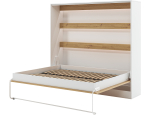 Voodi kahekohaline Devesto Horizontal LED, 160 x 200 cm, valge v./artisan oak v., ilma madratsita, p&otilde;hjalippidega