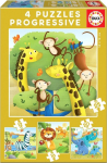 Pusle 4in1 Educa Wild Animals, 18 cm x 26 cm, 73 tk, mitmev&auml;rviline