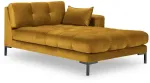 Diivan Micadoni Home Mamaia Velvet Chaise Longue Right, must v./kollane v., parem, 185 x 102 cm x 75 cm