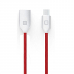 Evelatus TPC06 Nailon punutud tsinkisulam&uuml;hendusega USB -st USB-C DL jaoks & PD 20W Laadimiskaabel 1m Punane