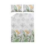 Voodipesukomplekt Domoletti Palmito, valge v./roheline v., 50 x 70 cm, 160 x 200 cm, 3 tk