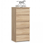 Kummut Akord CL5, sonoma tamm v., 92 cm x 40 cm x 35 cm