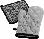 Ahju pajakinnaste ja potihoidjate komplekt Douceur d`Interieur Cuisiline, 28 cm x 20 cm, must v./hall v., 2 tk