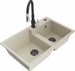 K&ouml;&ouml;givalamu koos kraaniga Mexen Tomas Beige+Black, graniit, 80 cm x 50 cm x 19 cm, beige+black