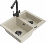 K&ouml;&ouml;givalamu koos kraaniga Mexen Carlos Beige+Black, graniit, 58 cm x 47 cm x 17.7 cm, beige+black