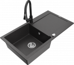 K&ouml;&ouml;givalamu koos kraaniga Mexen Leo, vaik/graniit, 90 cm x 50 cm x 19 cm, valge/must