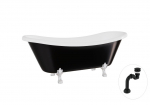 Vann, teisaldatav Besco Amelia B&W, 190 cm x 77 cm x 69 cm, ovaalne, valge/must