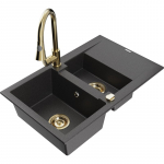 K&ouml;&ouml;givalamu koos kraaniga Mexen Gaspar, graniit, 73.7 cm x 47.5 cm x 17.7 cm, black granite+gold