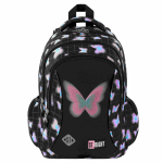 Kooli seljakott St. Right Pastel Butterfly, must v./roosa v., 39 cm x 27 cm x 17 cm