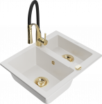 K&ouml;&ouml;givalamu koos kraaniga Mexen Carlos Aster, graniit, 58.2 cm x 47.5 cm x 17.7 cm, kuldne/valge/must