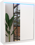 Riidekapp ADRK Tom LED, valge v., 58 cm x 180 cm x 215 cm, peegliga