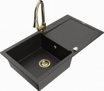 K&ouml;&ouml;givalamu koos kraaniga Mexen Leo, graniit, 90 cm x 50 cm x 19 cm, kuldne/must