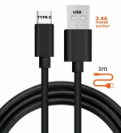 Kaabel Alburnus, USB/USB Type-C, 300 cm, must