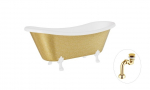 Vann, teisaldatav Besco Amelia Glam, 190 cm x 77 cm x 69 cm, ovaalne, kuldne/valge