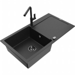 K&ouml;&ouml;givalamu koos kraaniga Mexen Leo, graniit, 90 cm x 50 cm x 19 cm, metallic black/silver+black