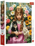 Pusle Trefl Girl with Cats, 68 cm x 48 cm, 1000 tk