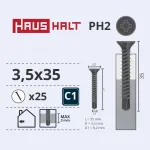 Puidukruvi, keeratavad metalli sisse Haushalt, 3.5 x 35 mm, hall v., 25 tk
