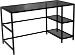 Kirjutuslaud ja riiul Kalune Design Master Calisma Masasi 552NOS1704, 130 cm x 60 cm, 75 cm, must v.