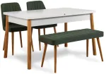 S&ouml;&ouml;gitoa komplekt Kalune Design Santiago 1070 - 3 AB, valge v./roheline v./m&auml;nni v.