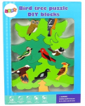 Puidust pusle Lean Toys Tree With Birds, 30 cm x 22 cm, 15 tk