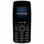 Evelatus Easy Button Telefon kahe SIM-kaardiga Raadio Taskulambid Kaamera ja mahukas aku Must