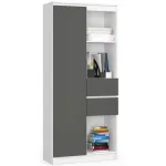 Kontorikapp Akord R15, valge v./hall v., 180 cm x 80 cm x 35 cm