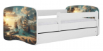 Lastevoodi Kocot Kids Ship, valge v., 80 x 160 cm, voodipesu kastiga, ilma madratsita
