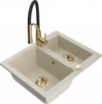 K&ouml;&ouml;givalamu koos kraaniga Mexen Carlos Beige+Black/Gold, graniit, 58 cm x 47 cm x 17.7 cm, beige+black/gold