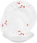 L&otilde;unaserviis Domotti Carla, portselan, valge v./punane v./hall v., 18 tk.