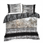 Voodipesukomplekt PTI-22, valge v./must v./beež v., 70 x 80 cm, 160 x 200 cm