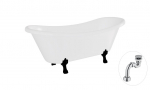 Vann, teisaldatav Besco Amelia, 190 cm x 77 cm x 69 cm, ovaalne, valge/must