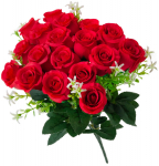 Kunstlilledest kimp, roos, punane/roheline, 38 cm