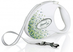 Automaatne jalutusrihm Flexi Glam Splash Leaf 2205, valge v./roheline v., 5 m