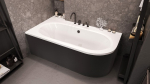 Vann, teisaldatav Besco Avita, 150 cm x 75 cm x 59.5 cm, as&uuml;mmeetriline, valge v./must v.