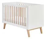 Beebivoodi Pinio Swing 034-010-310, valge v./puidu v., 60 x 120 cm, ilma voodipesukastita, ilma madratsita