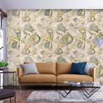 Fototapeet Artgeist Green And Yellow Autumn Souvenirs - Floral Design With Leaves, 70 cm x 70 cm